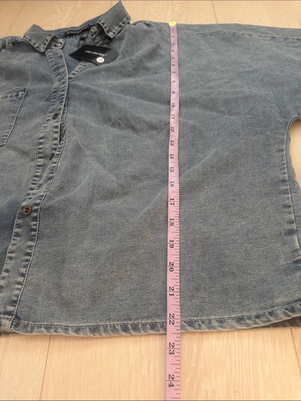 ZILCREMO Denim Short Sleeve and Short Set of 2 - Light Blue Wash - Picture 6 of 12